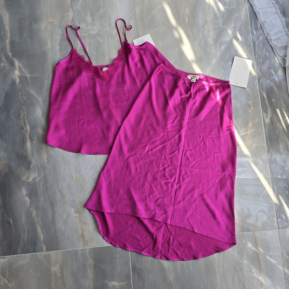 NWT violet satin top and skirt set